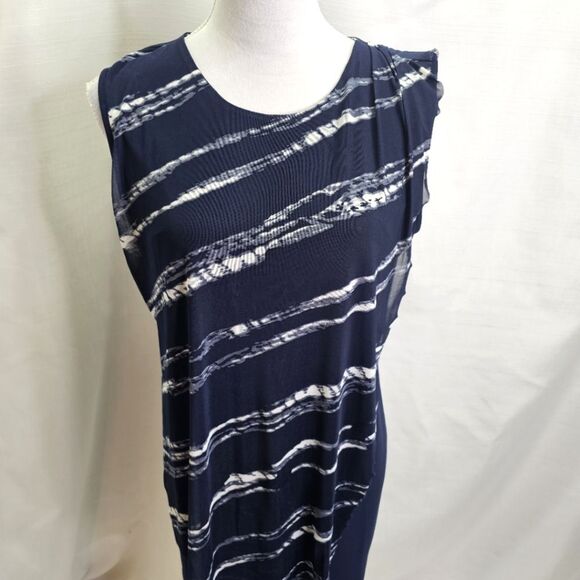 SCAPA Lauren Perre Navy Blue Overlay Shift Dress Size XL - Picture 2 of 9